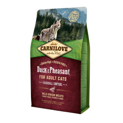 Carni Love Duck & Pheasant Adult Cat Hairball Control kuivtoit kassidele