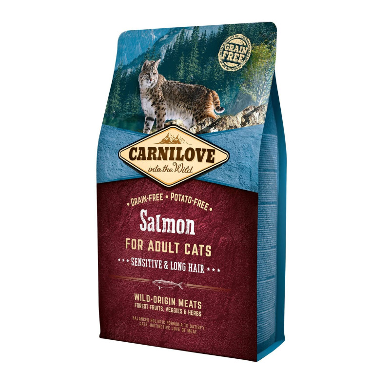 Carni Love Salmon Adult Cat Sensitive & Long Hair kuivtoit kassidele