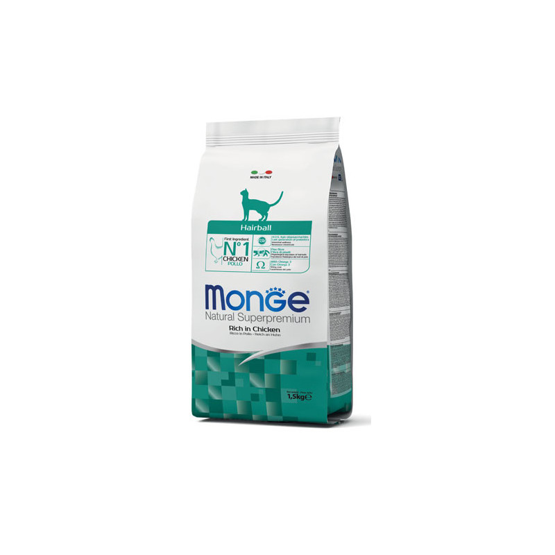 Monge Hairball Rich in Chicken kuivtoit kassidele - bosse.ee
