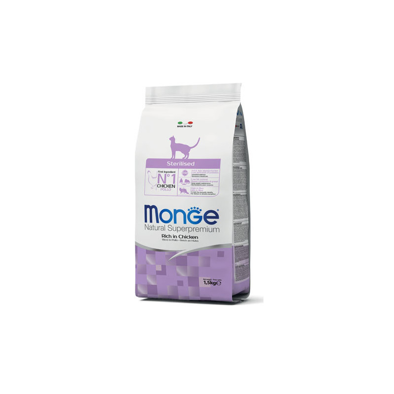 Monge Sterilized Rich in Chicken kuivtoit steriliseeritud kassidele - bosse.ee