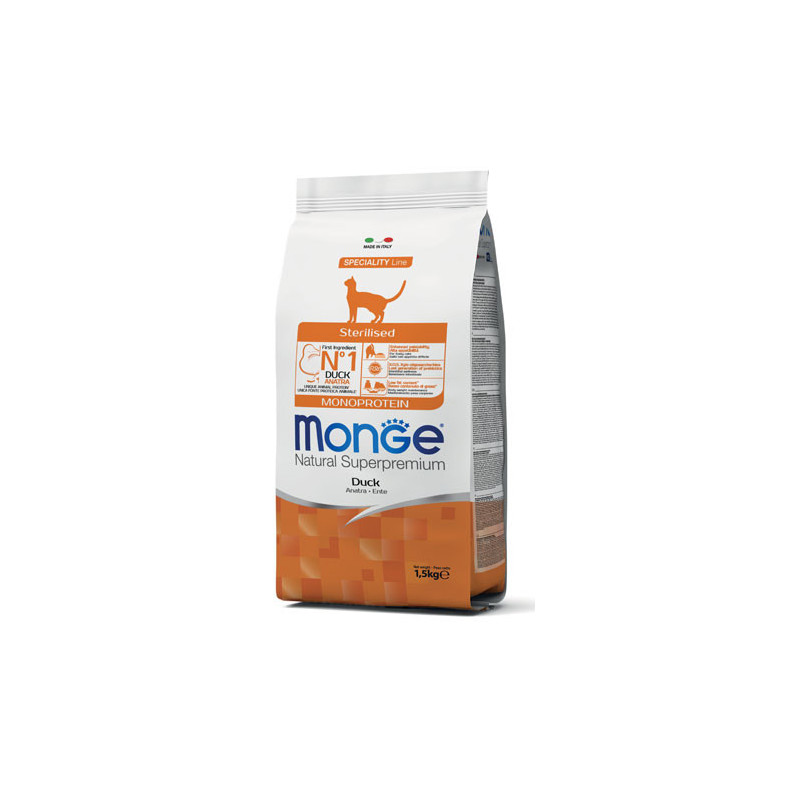 Monge Sterilized Monoprotein Duck kuivtoit kassidele - bosse.ee