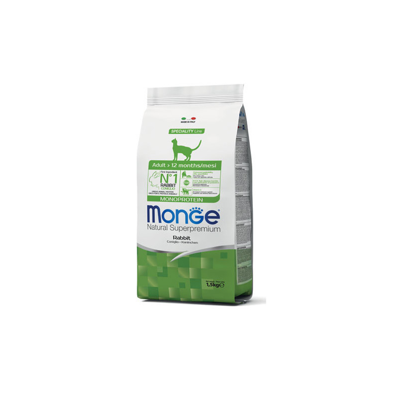 Monge Adult Monoprotein Rabbit kuivtoit kassidele - bosse.ee