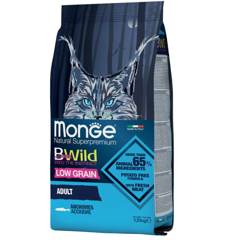 Monge BWild Adult Cat Anchovies kuivtoit kassidele-Bosse.ee