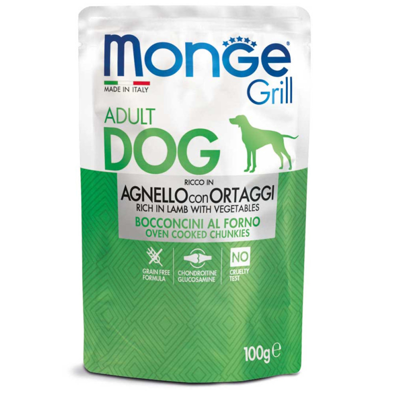 Monge Grill Dog Pouches koertele mõeldud konservid lambaliha ja köögiviljadega - bosse.ee