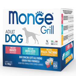 Monge Grill Multipack konserveeritud toidu komplekt koertele veiseliha, tursa ja linnulihaga-Bosse.ee