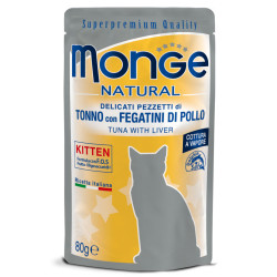Monge Natural Pouches Kitten konserv tuunikala ja kanamaksaga kassipoegadele - Bosse.ee
