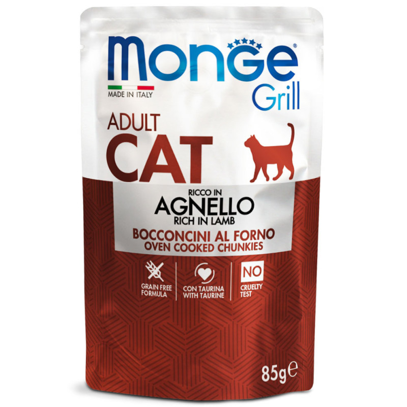 Monge Grill Cat Pouches konservtoit lambalihaga kassidele-Bosse.ee