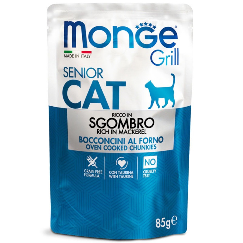 Monge Grill Cat Pouches makrelliga konservtoidud vanematele kassidele - bosse.ee