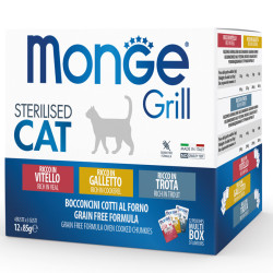 Monge Grill Multipack konservide komplekt kuke, vasikaliha ja forelliga steriliseeritud kassidele - Bosse.ee