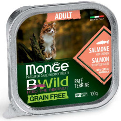 Monge BWild Adult lõhe ja köögiviljadega pasteet kassidele-Bosse.ee