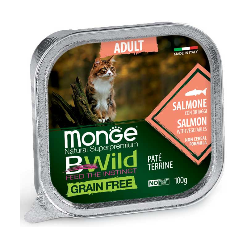 Monge BWild Adult lõhe ja köögiviljadega pasteet kassidele-Bosse.ee