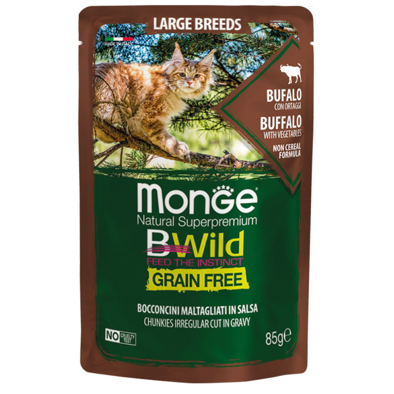 Monge BWild All Large Breedsi konservid pühvliliha ja köögiviljadega kassidele - bosse.ee