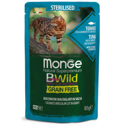 Monge BWild Sterilised konserv tuunikala, krevettide ja köögiviljadega steriliseeritud kassidele - bosse.ee