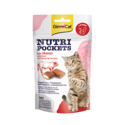 GimCat Nutri Pockets with Beef & Malt maiuspalad kassidele - Bosse.ee