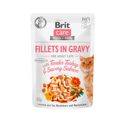 Brit Care Cat Fillets in Gravy Turkey & Salmon konserv kalkun ja lõhega kassidele 