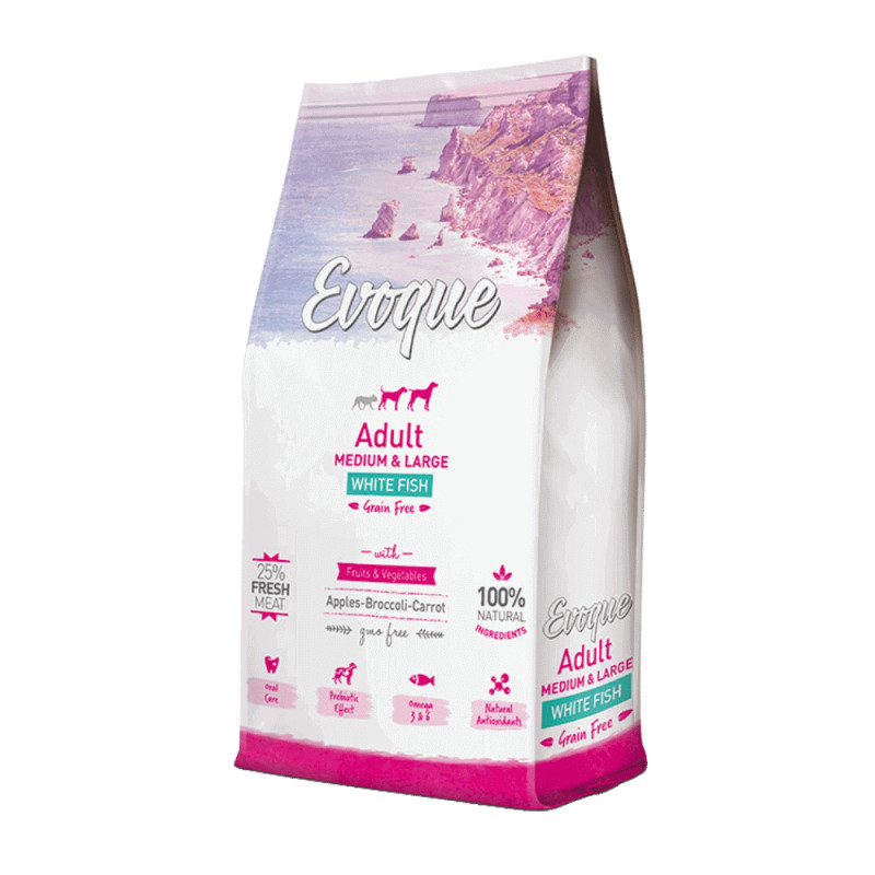 Evoque Adult Medium/Large kuivsööt tuunikala ja valge kalaga täiskasvanud koertele 