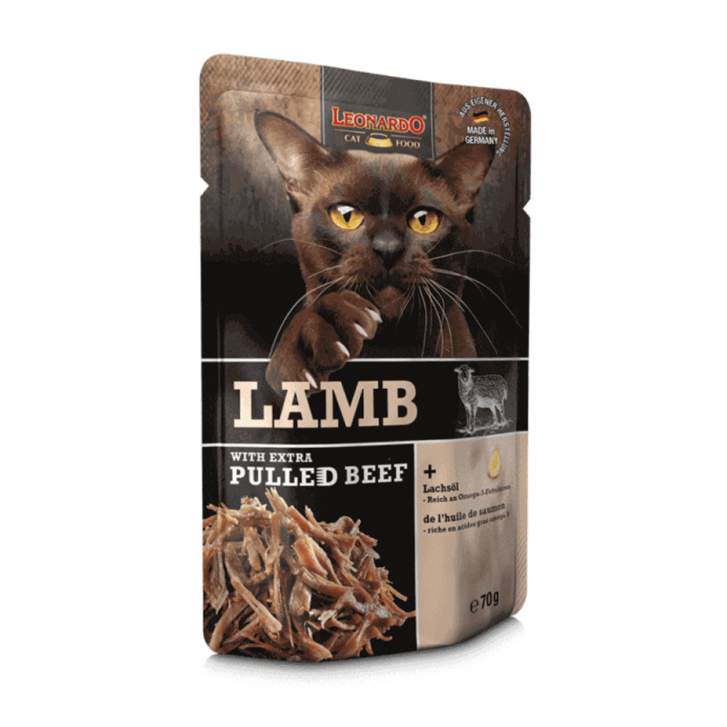 Leonardo Pulled Beef konserv lamba ja rebitud veiselihaga kassidele - Bosse.ee