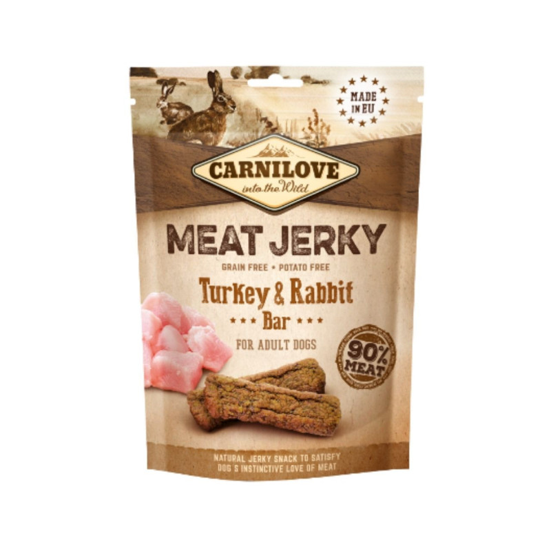 Carnilove Meat Jerky Rabbit & Turkey Bar maiuspalad koertele - Bosse.ee