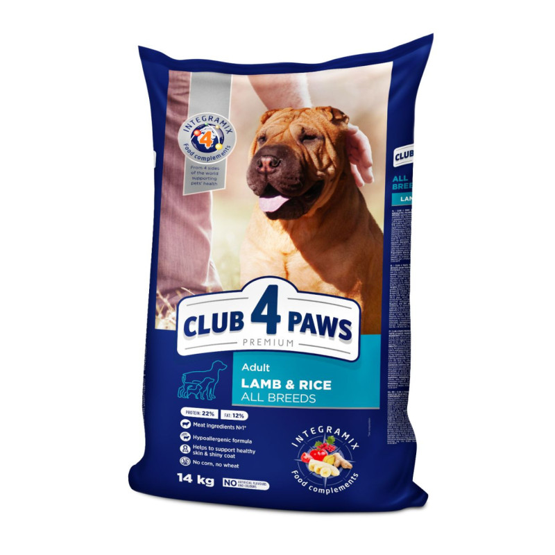 Club 4 Paws Lamb & Rice kuivsööt lambaliha ja riisiga koertele - Bosse.ee