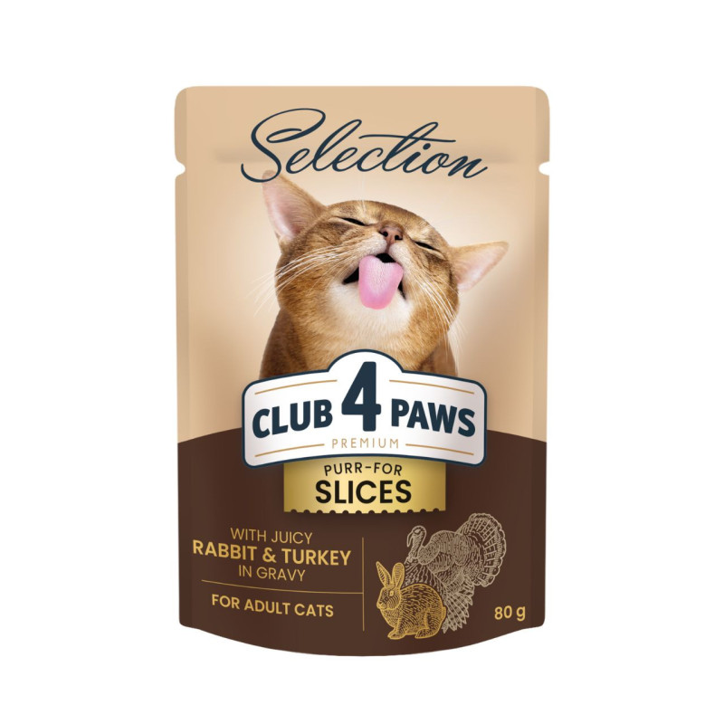 Club 4 Paws Premium Selection küüliku- ja kalkunikonservid kastmes täiskasvanud kassidele - Bosse.ee