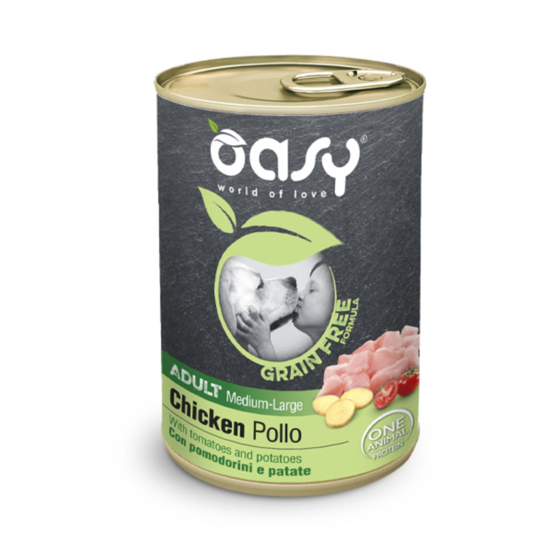 Oasy Grain Free Adult Medium & Large Chicken konservtoit koertele - bosse.ee