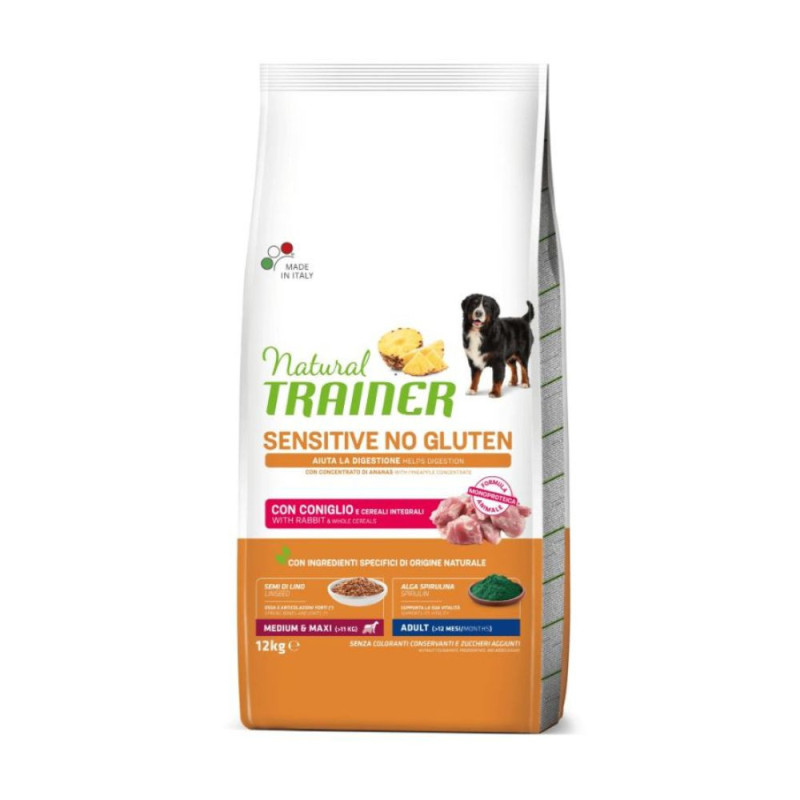 Natural Trainer Adult Medium/Maxi No Grain Rabbit Potatoes Oil kuivtoit küülikuga koertele - Bosse.ee