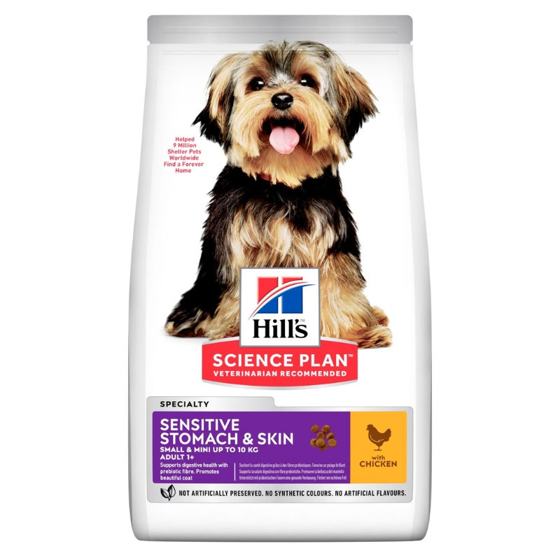 Hill's Science Plan Adult Small & Mini Sensitive Stomach & Skin kuivsööt kanaga koertele - Bosse.ee