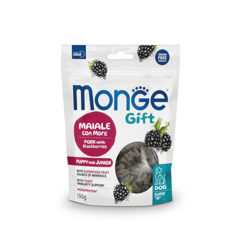 Monge Gift Puppy ja Junior maiustused sealiha ja murakadega koertele-Bosse.ee
