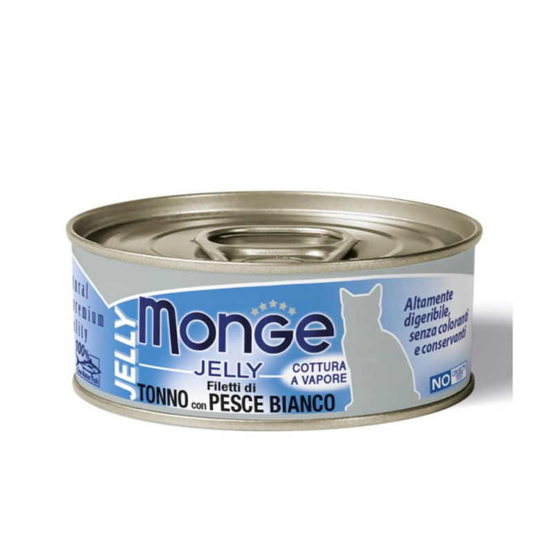 MONGE Jelly Cat kassikonserv Tuunikala &amp, Valge kala 80g 