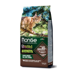 Monge BWild Grain Free Large Breeds kuivtoit kassidele, sisaldab pühvliliha-Bosse.ee