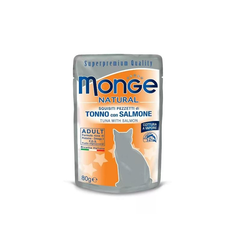 MONGE NATURAL einekotike kassile Tuunikala &amp, Lõhe 80g