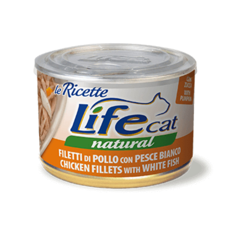 Life Cat LeRicette konserv kassile kana &amp,valge kala 150g