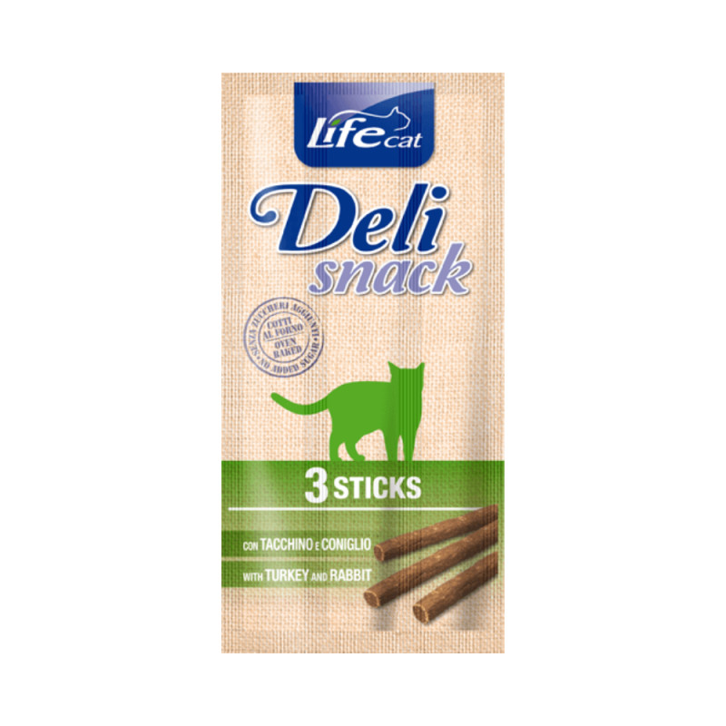 Life Cat Deli Snack kassi maiuspulgad KALKUN &amp, JÄNES 15g