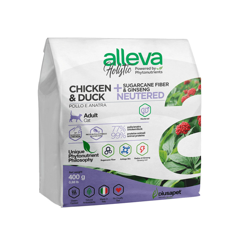 Alleva holistiline kuivtoit steriliseeritud kassidele kana ja part 400g
