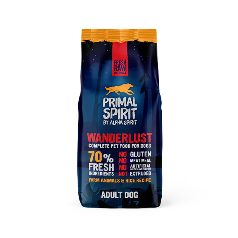 Alpha Spirit Primal Spirit 70% Wanderlust külmpressitud kuivtoit koertele 12kg