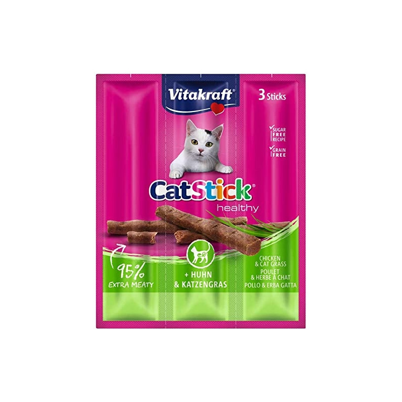Vitakraft CAT STICKS Chicken &amp, Cat grass maiuspulgad 3x6g