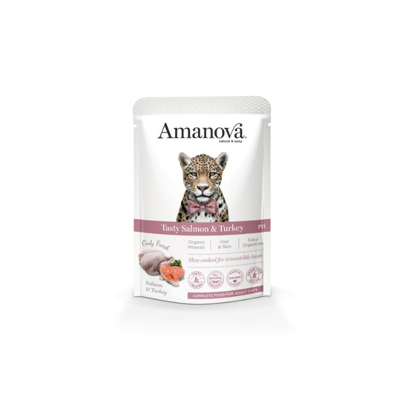 Amanova täissööt täiskasvanud kassile lõhe &amp, kalkun 85g