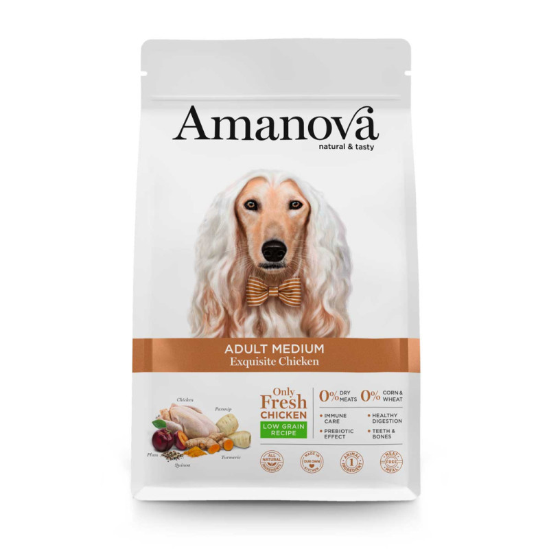Amanova Medium kuivtoit keskmist kasvu koertele 2kg kanaga