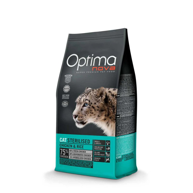 Optimanova kuivtoit steriliseeritud kassile kana&riis 8kg