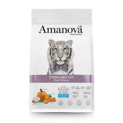 Amanova kuivtoit steriliseeritud kassile valge kalaga 4kg