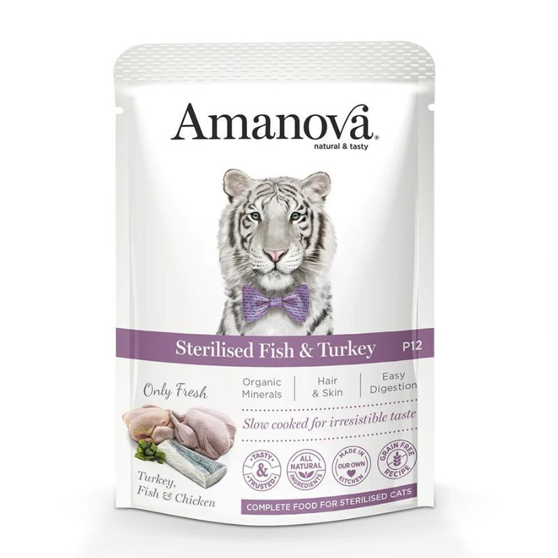Amanova täissööt steriliseeritud kassile kala &amp, kalkun - Bosse.ee