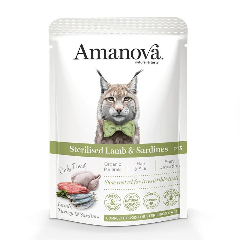 Amanova täissööt steriliseeritud kassile lammas &amp, sardiinid - Bosse.ee