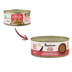 Applaws Taste Toppers in Broth kuivtoidu maitseaine kana-, veiseliha ja köögiviljadega koertele