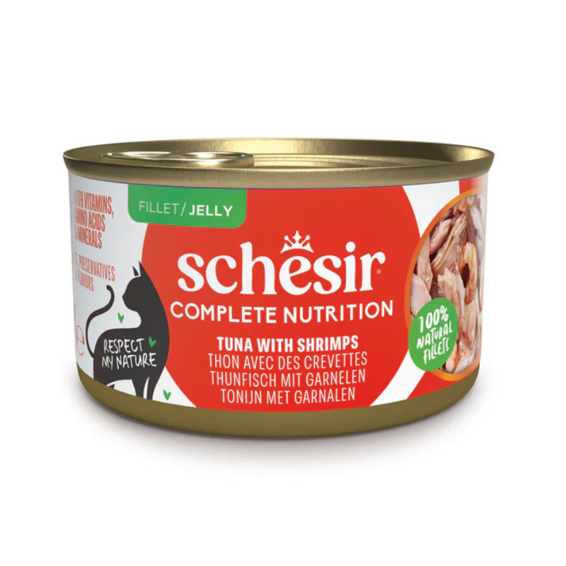Schesir Complete Nutrition konservid tuunikala ja krevetidega kastmes kassidele