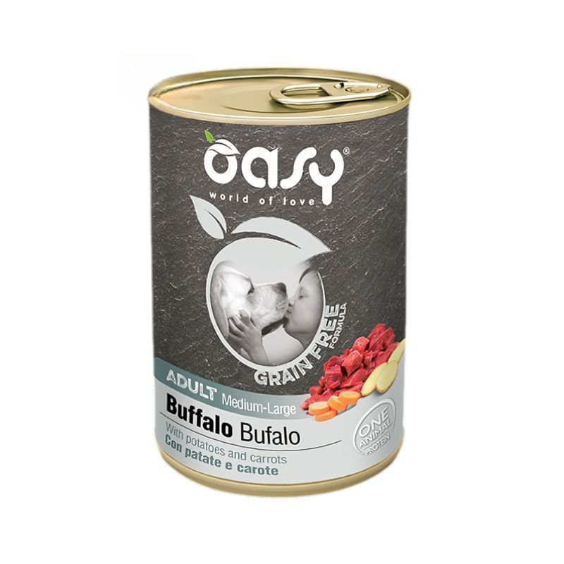 Oasy Grain Free Adult Medium/Large konservid pühvlilihaga keskmist ja suurt tõugu koertele