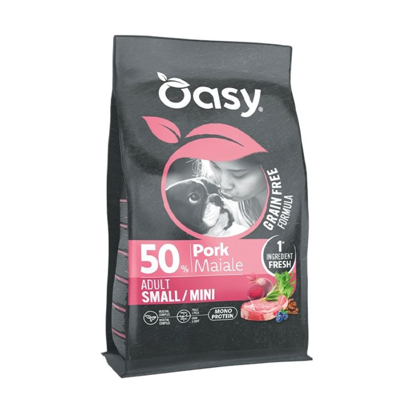 Oasy Grain Free Adult Small/Mini kuivtoit sealihaga väikest tõugu koertele