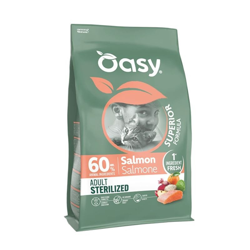 Oasy Superior Adult Sterilized Salmon kuivtoit lõhega steriliseeritud kassidele