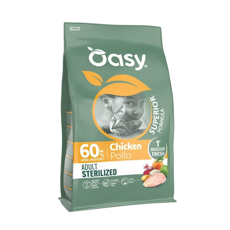 Oasy Superior Adult Sterilized kuivtoit kanaga steriliseeritud kassidele