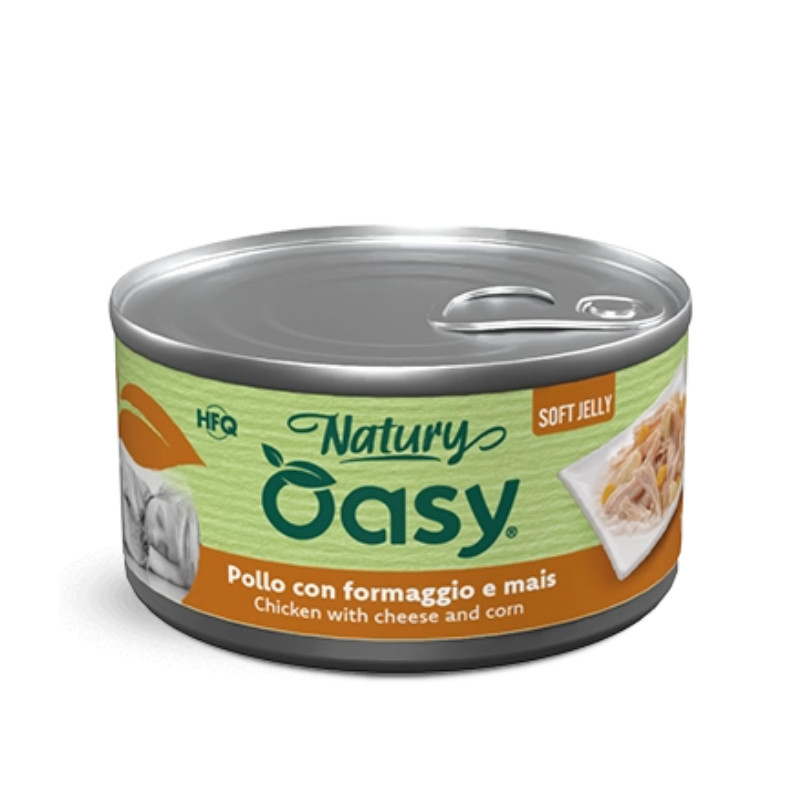 Oasy Natury Soft Jelly konservid kanaliha, juustu ja maisiga koertele