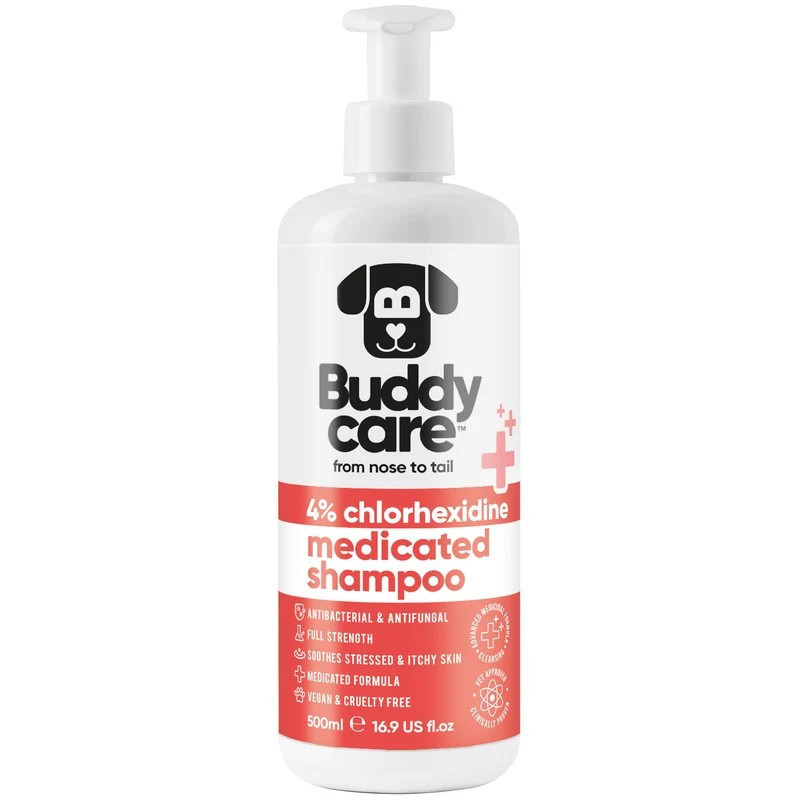 Buddycare Pet Antiseptic Chlorhexidine Medicated šampoon koertele ja kassidele